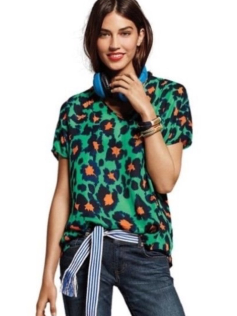 CAbi Rita‎ Leopard Print Blouse 5023 Size S